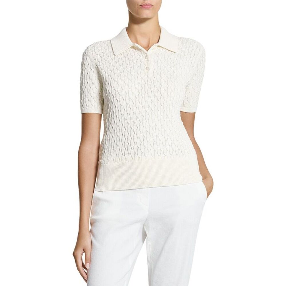 Theory Womens  Textured Cable Polo Sweater